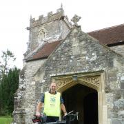 Peter Williams at Silton ready for the Ride + Stride Picture: Dorset Historic Churches Trust