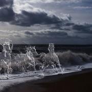 Mandy Newby won an award for this interpretation of Poseidon's horses with West Bay as backdrop