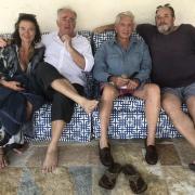 Barnaby with travel legends Don McCullin and William Dalrymple and Lady McCullin. Picture: BridLit