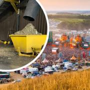 (Inset) Tristan Dampney and Eco Sustainable Solutions have been converting food waste from Boomtown into renewable energy. Picture: Paul Whiteley / Eco