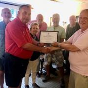 South West Area Councillor of the Royal Air Forces Association, John Tomlin, presenting a Fundraising Certificate to Chair of Bridport & Lyme Regis RAFA, Bill Davies