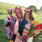 Abbey Farm gets dressed and  ready for the Flower Festival  (left-right: Amy Ralph - Abbey Farm Flowers, Liz  Olkowicz and Penny Callaghan of From My Mother’s Garden)