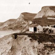 Cliff fall at Eype in 1881