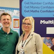 Multiply tutor James Houston pictured with Hannah Ball, Multiply Programme Manager for Skills & Learning