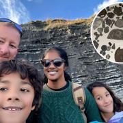 John, Dèvi, Asha and Ajay Hall visiting Lyme Regis with their finds