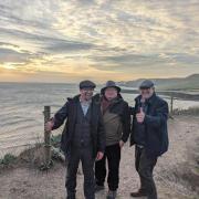 'Piglet', John, Peter at Dorset Coast thumbs up