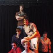 IT'S A MAN'S WORLD: The teenagers rehearse with teacher Janice Wrigley, right