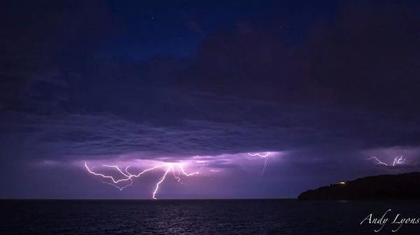 Lightning put on a spectacular show across Dorset on July 17 and 18, 2014. Overlooking Durlston Bay. Photo by Andy Lyons.