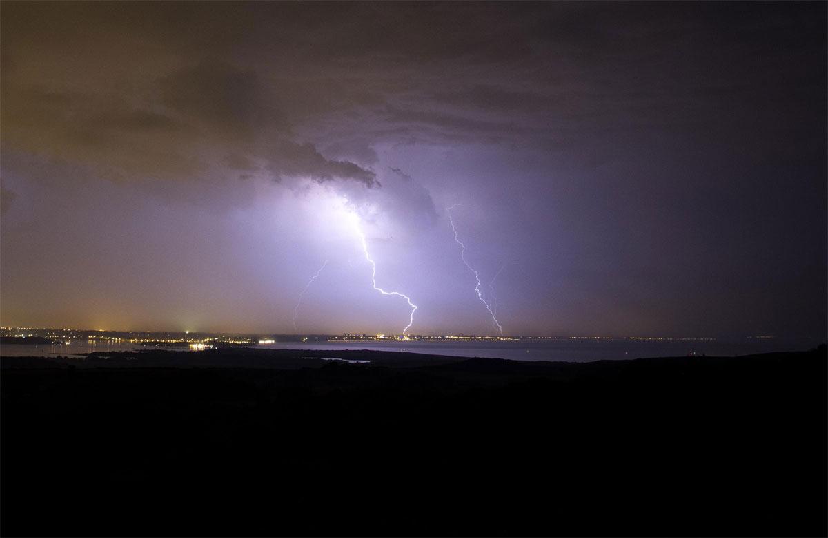 Photo taken at 2:30am on July 19 looking towards Bournemouth from a viewpoint. By Ed Holbrook. 