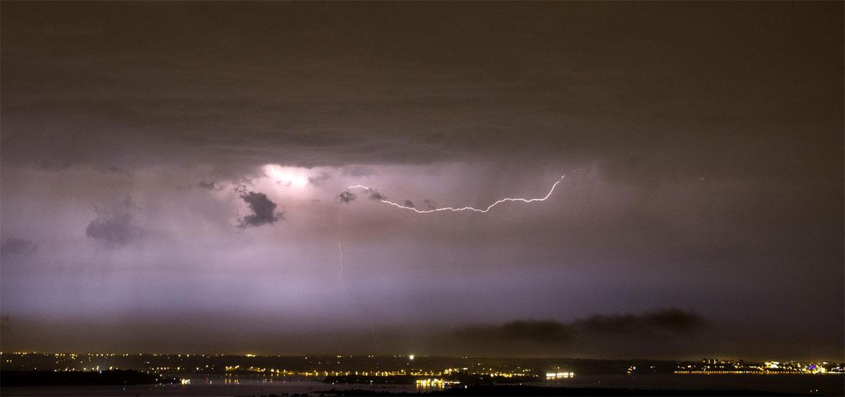 Photo taken at 2:30am on July 19 looking towards Bournemouth from a viewpoint. By Ed Holbrook. 