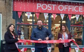 Owner Teresa Smith, Beaminster Town Council Chairman Cllr Craig Monks and Post Office Regional Manager Debbie Mickleborough