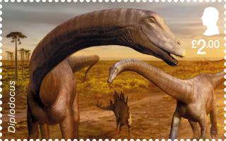 A Diplodocus stamp is one of eight issued by the Royal Mail to commemorate Mary Anning