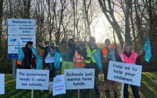 Teachers formed a picket line at Beaminster School during a previous strike