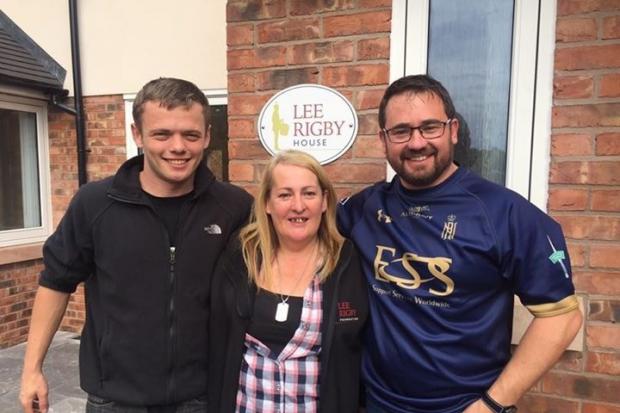 Mark Birch (left) and Stuart Wren (right) meeting Lyn Rigby (centre). Picture: Joanne Geldeard.
