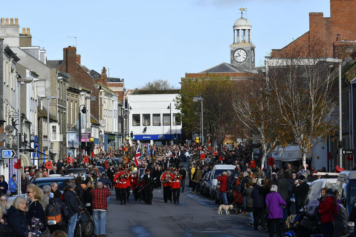 Remembrance parade and service in Bridport 2018